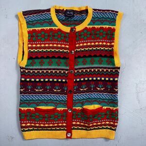 Allen Solly Womens Pullover Knit Sleeveless Cotton Vest Aztec Multicolor Crazy